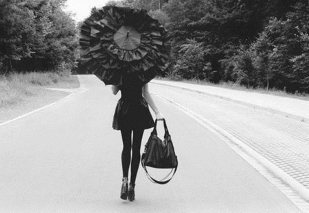 on the road... - white, black, beautiful, dress