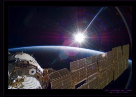 Dawn At The Space Station - Sunrises, Nature, Space, SpaceStation, NASA