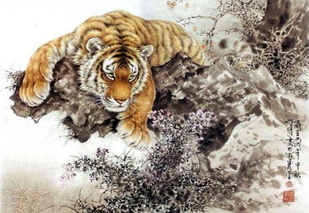 By GÐ°Ð¾ Qiheng - cat, animal, tiger, art