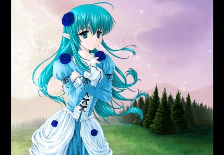 Anime Girl - anime, girl, hair, blue