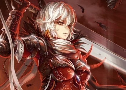 Berserker - realistic, hot, female, anime girl, blade, fantasy, armor, anime, sword, cute, short hair, sexy, girl, cg, 3d, weapon, white hair