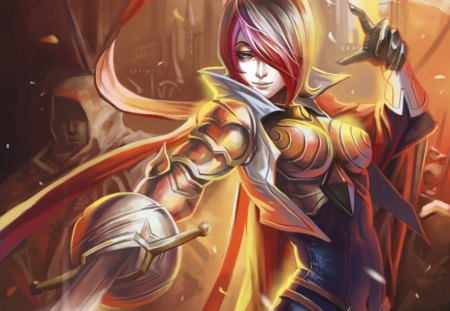 Fiora - realistic, female, hot, knight, anime girl, armor, blade, league of legends, anime, sword, short hair, cute, sexy, girl, warrior, fiora, cg, 3d, weapon