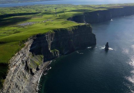 Majestic cliffs - sea side, ireland, landscapes, green plateau