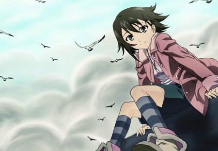 Noe - true tears, anime, birds, noe