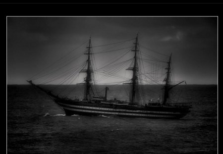 the ghost ship - ship, ghost, black