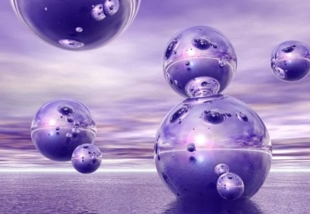 Reflective - balls, see, sky, globes, 3d, reflectwater, spheres