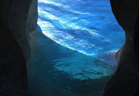 Grotto - under water, cave, water