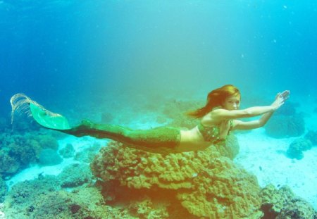 Beautiful mermaid - mermaid, beautiful, underwater, sea, swim