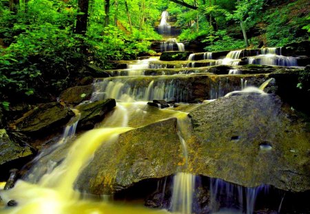 FOREST CASCADE - waterfalls, forest, nature, cascade