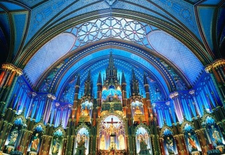 gorgeous cathedral interior in canada - cathedral, arches, colors, statues, religious