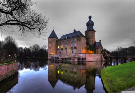 fantastic reflection of a german castle hdr - hdr, lake, reflection, castle, bridge