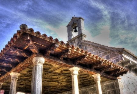 bell tower on a church in croatia hdr - roof, tower, hdr, church, bell