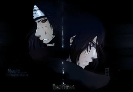 itachi and sasuke - black, short hair, brother, red eyes