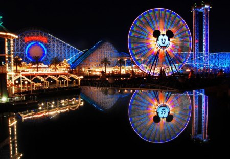 disney wolrld - mickey, lights, mouse, night, disney