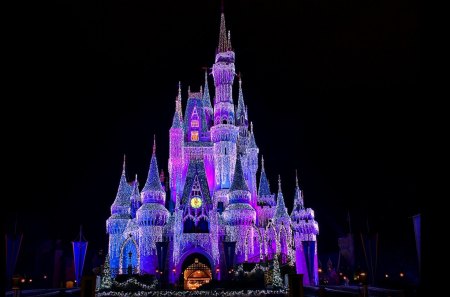 disneyland - night, disneyland, lights, castle