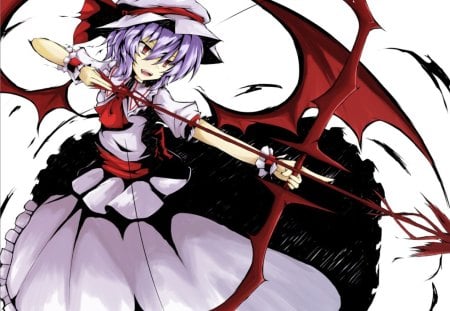 Remilia Scarlet - Arrow, Red, Wings, Black, Cant think of a fourth, Bow, Weapon, White