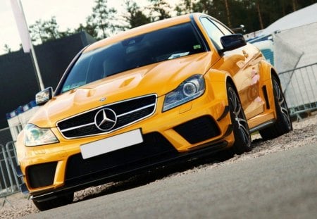 c63 amg black series - mercedes, yellow, car, benz