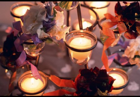 Candles - candle, flowers, decoration, lights