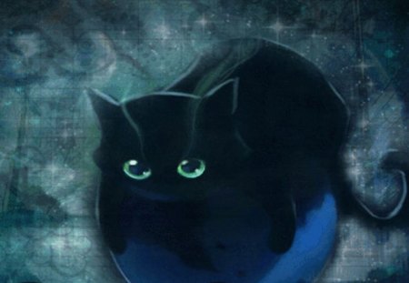 ~*fantasy universe cat *~ - cat, blue, animal, fantasy, black, earth