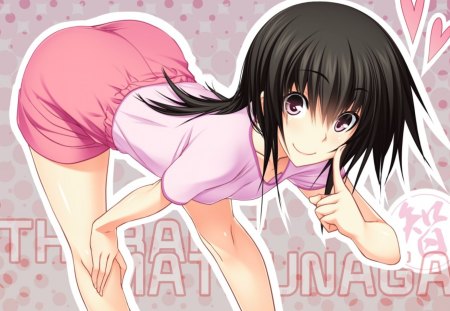 Anime - short hair, Anime, pink, hearts