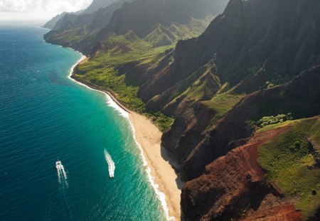 Kauai island, Hawaii - mountains, beach, ocean, landscape