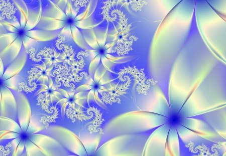 Mother of pearl flower - vibrant, lovely, spring, love four seasons, fractals, abstract, raw fractals, beautiful, digital art, pastel, flowers, colors