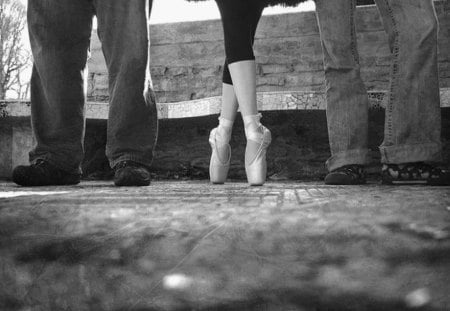 On your toes - black and white, ballerina, legs, photography