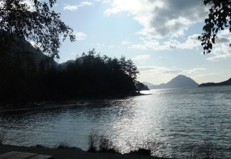 Porteau Cove - clouds, trees, cove, water, sea, ocean, nature, Porteau, sky