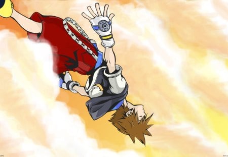 ~The Shooting Star~ - square enix, sky, falling, video game, sora, clouds, kingdom hearts