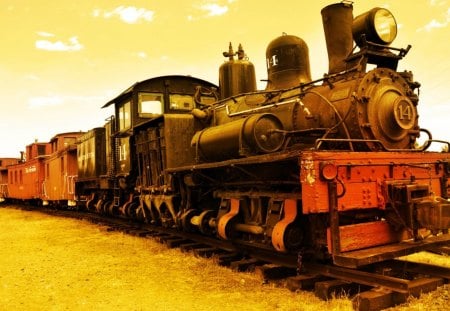 Vintage Train - locomotive, steam, railroad, waggons