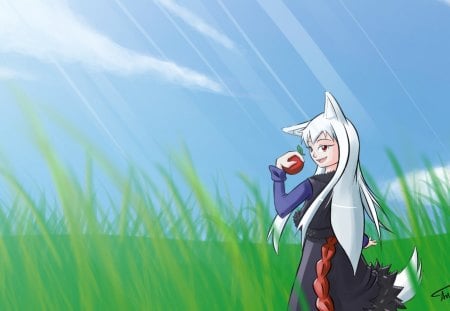 Horo with white hair - nice, hair, anime, cute, holo