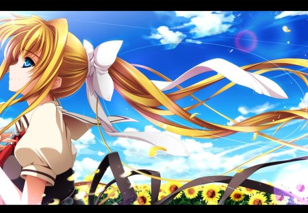 Anime - long hair, Anime, air, sky