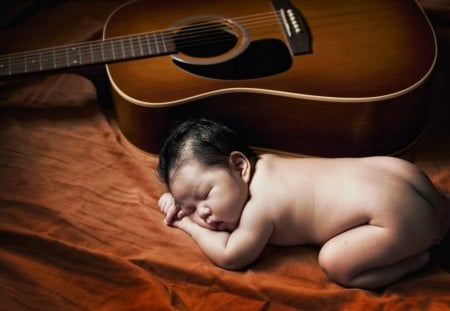 *** Sleeping baby and guitar *** - children, child, guitar, people, childchood, kid, kids