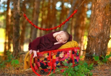 *** Child sleeping in the woods *** - kid, childchood, people, baby, child, kids