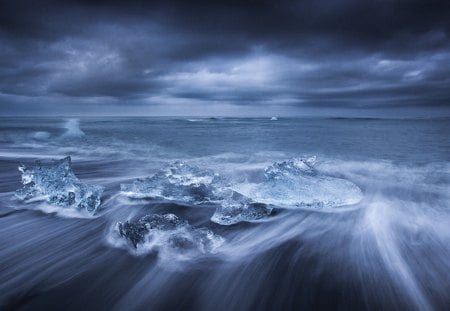 Blue - frozen, iceland, ice, night, blue