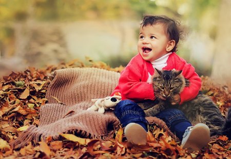 Boy and cat - sleepy, cute, beautiful, cat, sleeping, kitty, cats, hat, cat face, paws, face, animals, pretty, beauty, sweet, kitten, lovely, kids, boy