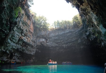 melissani cave - water, lake, cave, greece