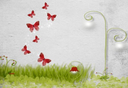 red butterflies