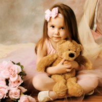 Girl and teddy bear