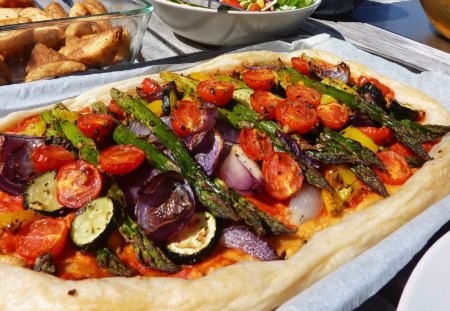 Puffy Vegetable Tart - abstract, delicious, bake, food, tart, puffy, vegetable