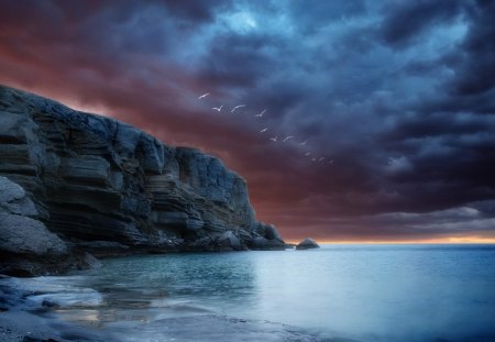 dark storms - storm, abstract, water, scape