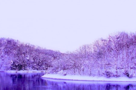 WINTER LAKE - winter, nature, lake, snow