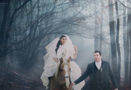 *** Bride on horseback *** - horse, people, model, female, male