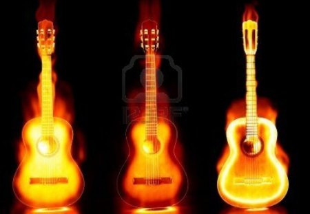 Guitar Fire - Fantasy, Guitar, Fire, Abstract