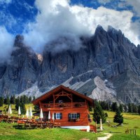 restaurant chalet in the alps