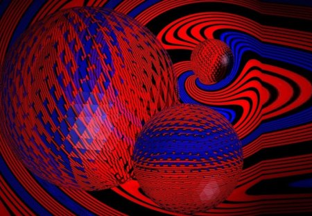 Ripple Effect - balls, ripple, blue, red