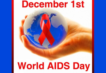 World Aids Day - world aids day, white, poster, blue, red, ribbon