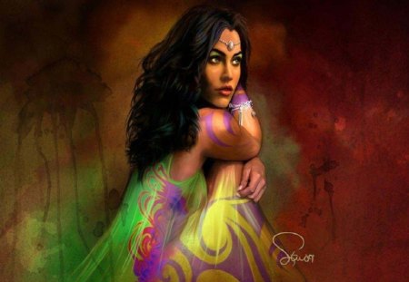 Beauty In Colors - abstract, fantasy, woman, dress, colors