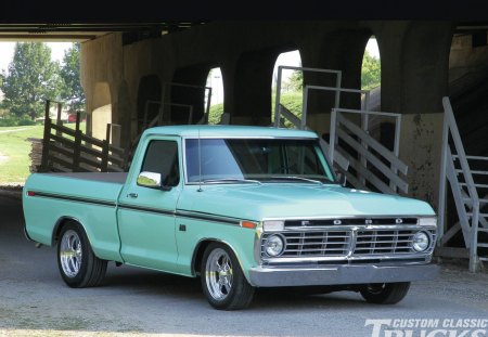 1976 Ford F-100 - classic, ford, aqua, truck