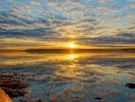 fantastic sunrise reflected in lake